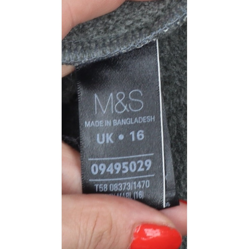 Marks and Spencer Women’s Grey Size 16 Fleece Button Jacket