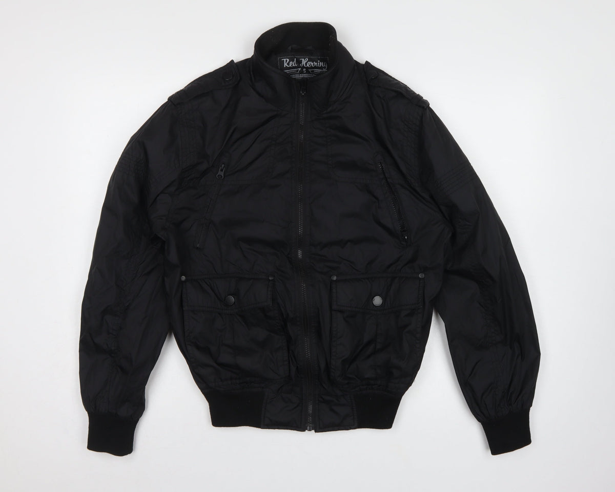 Red Herring Men’s Black Small Bomber Jacket Full Zip