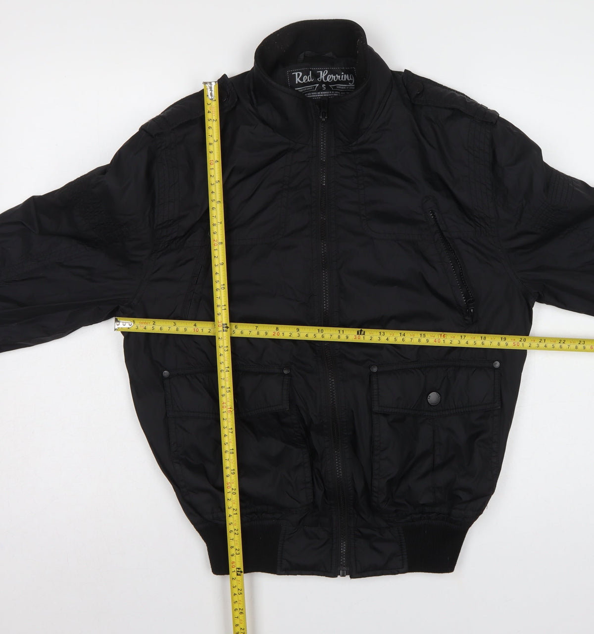 Red Herring Men’s Black Small Bomber Jacket Full Zip