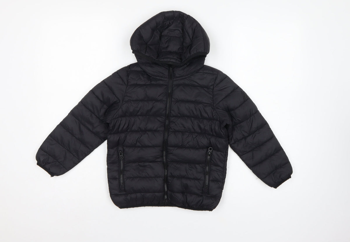 Next Boys Black 5 Years Hooded Puffer Jacket Quilted Insulated