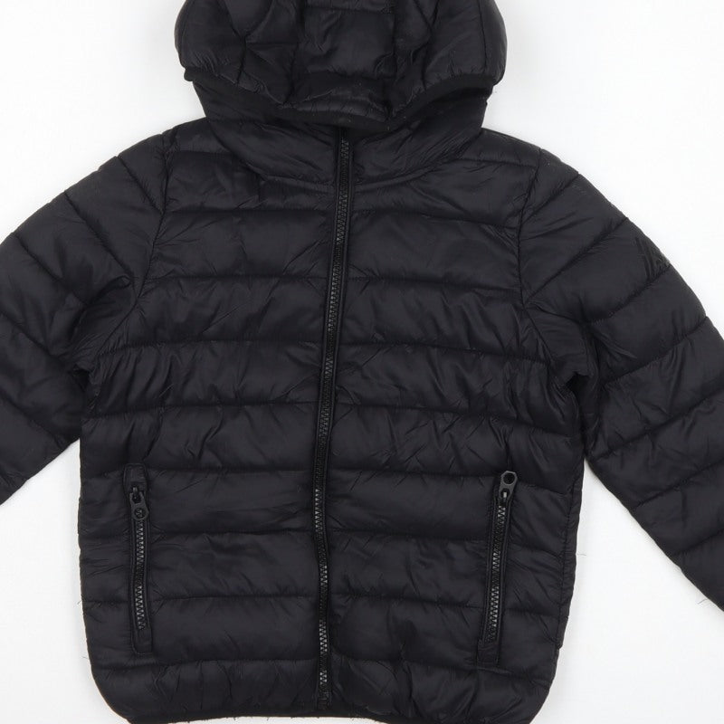 Next Boys Black 5 Years Hooded Puffer Jacket Quilted Insulated