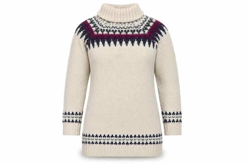 Marks and Spencer Women Beige UK 12 Fair Isle Roll Neck Jumper