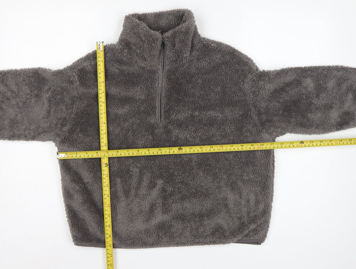 H&M Women Grey XS Fleece 1/4 Zip High Neck Pullover Sweatshirt