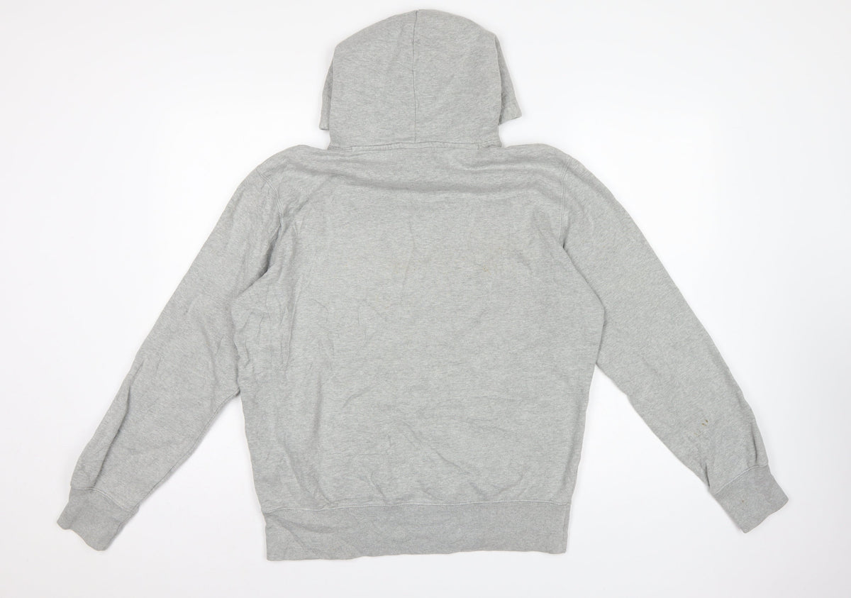 Champion Men Grey L Pullover Hoodie Embroidered Logo Pockets