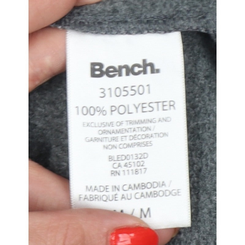 Bench Women’s Grey M Pullover Hoodie Logo Fleece Pockets