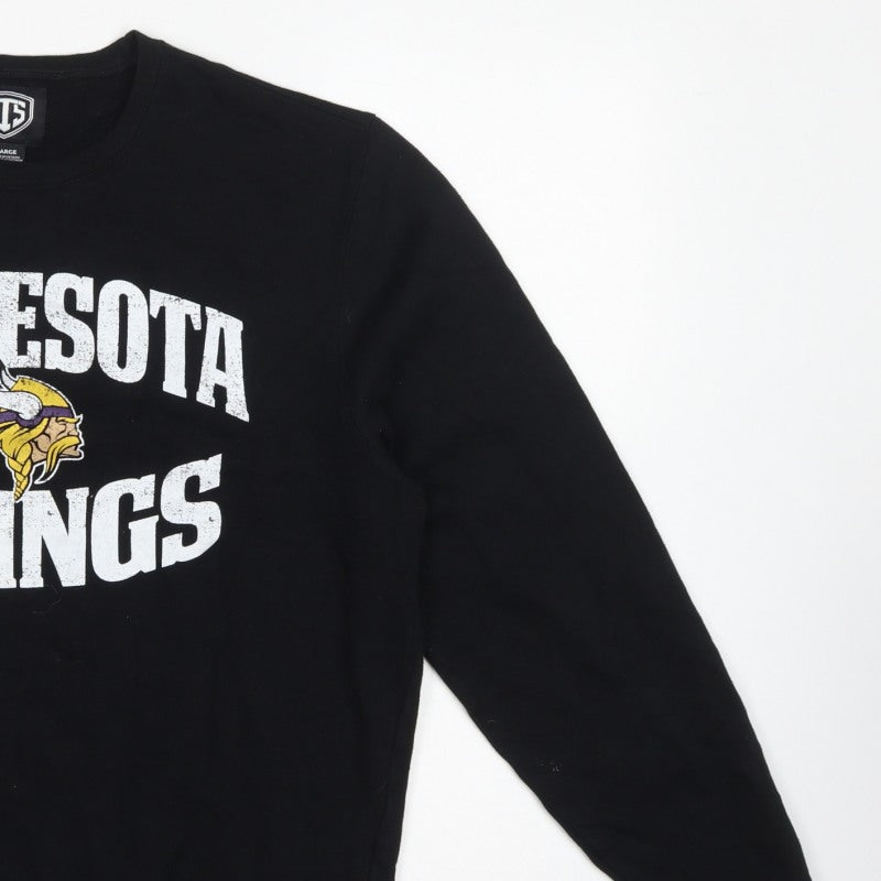 OTS Women's Black L Minnesota Vikings Graphic Pullover Sweatshirt