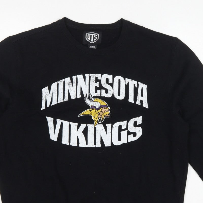 OTS Women's Black L Minnesota Vikings Graphic Pullover Sweatshirt