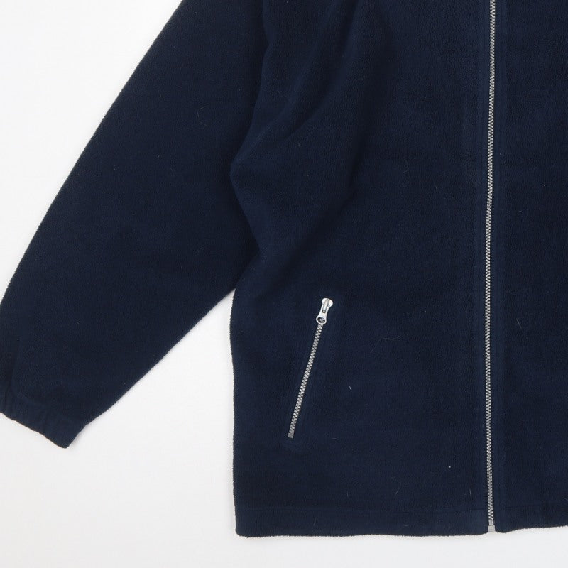 Cotton Traders Men’s Blue L Fleece Full Zip Stand-Up Collar Jacket