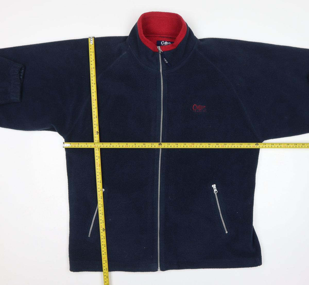 Cotton Traders Men’s Blue L Fleece Full Zip Stand-Up Collar Jacket