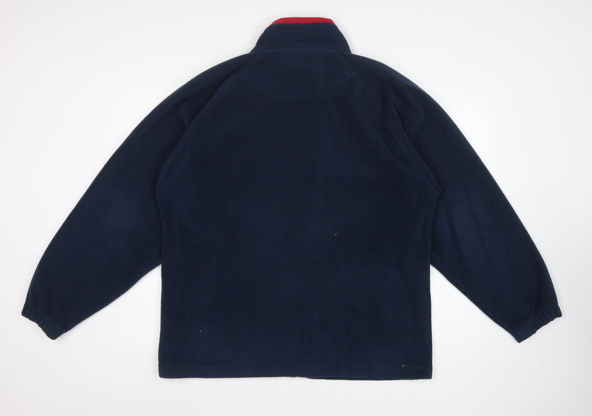 Cotton Traders Men’s Blue L Fleece Full Zip Stand-Up Collar Jacket