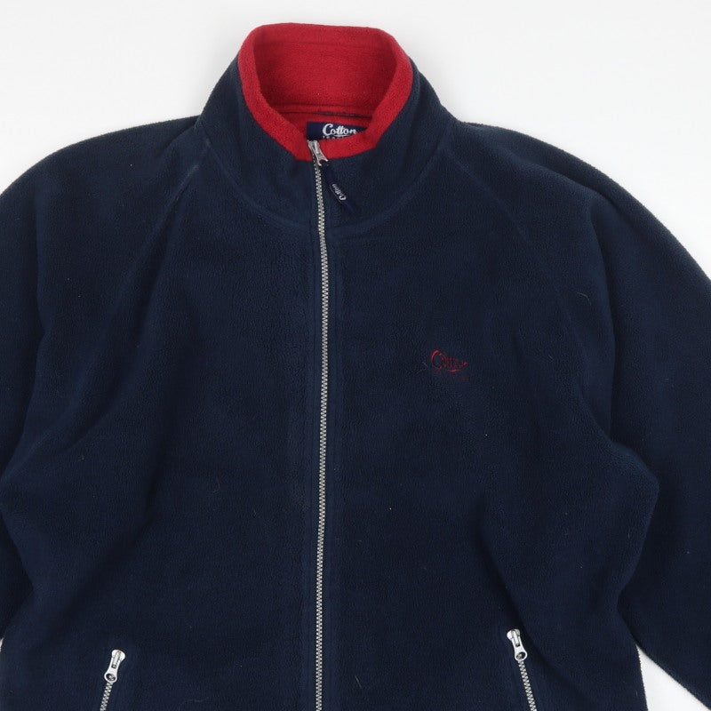 Cotton Traders Men’s Blue L Fleece Full Zip Stand-Up Collar Jacket