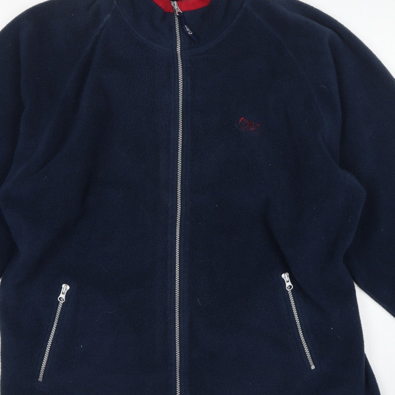 Cotton Traders Men’s Blue L Fleece Full Zip Stand-Up Collar Jacket
