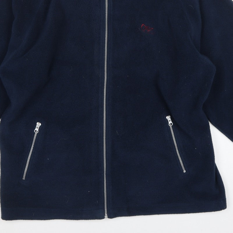 Cotton Traders Men’s Blue L Fleece Full Zip Stand-Up Collar Jacket
