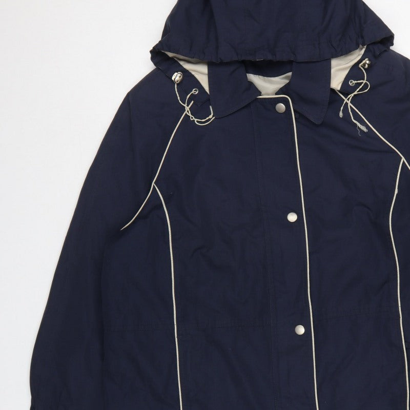 Dannimac Women’s Navy XL Hooded Rain Jacket Mid-Length Vintage