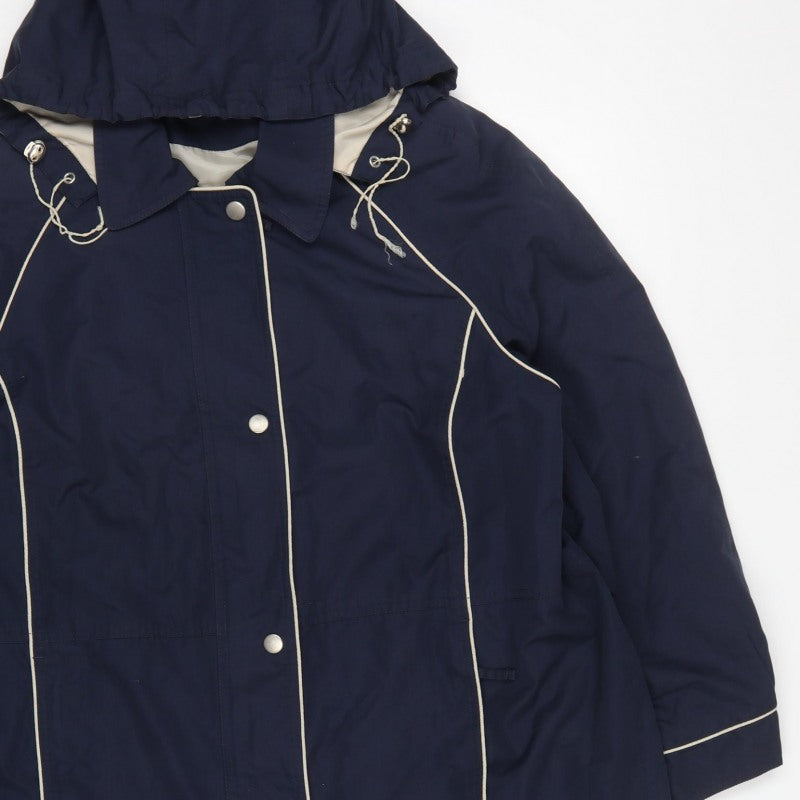 Dannimac Women’s Navy XL Hooded Rain Jacket Mid-Length Vintage
