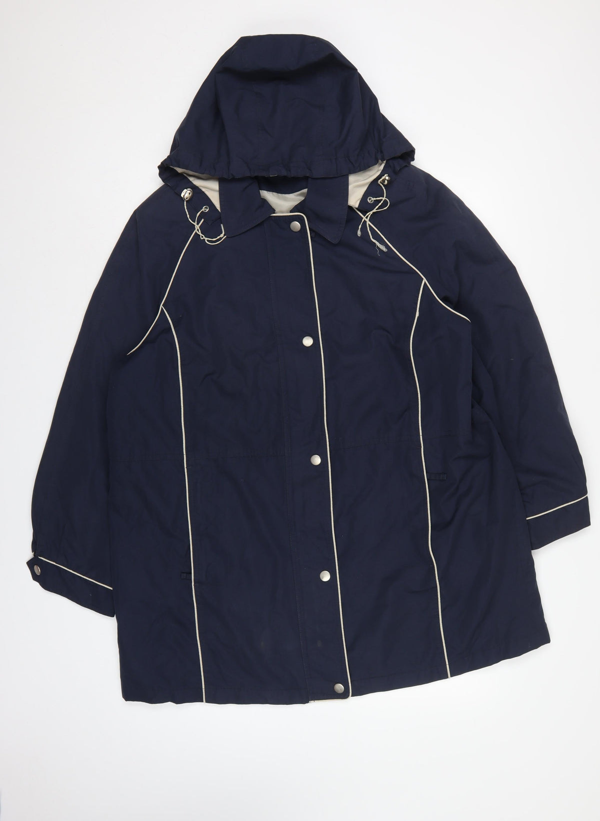 Dannimac Women’s Navy XL Hooded Rain Jacket Mid-Length Vintage