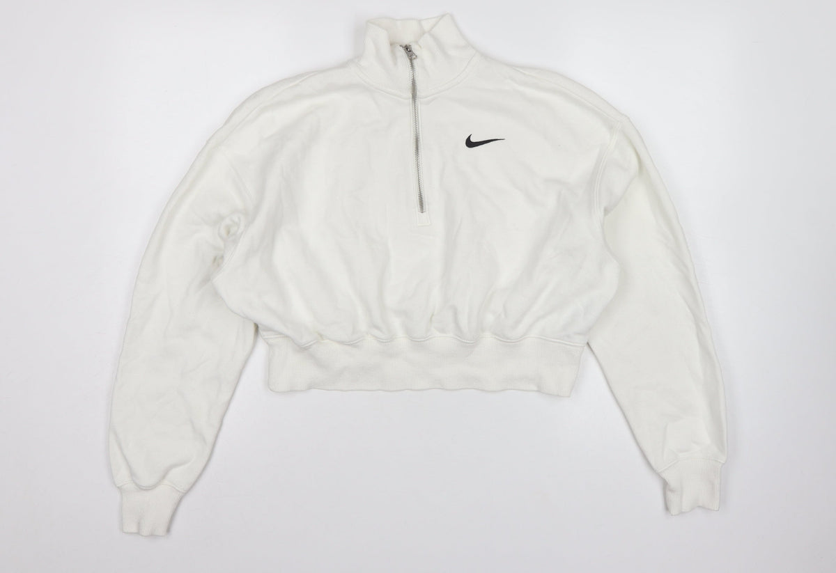 Nike Women’s White S Pullover 1/4 Zip Logo Sweatshirt