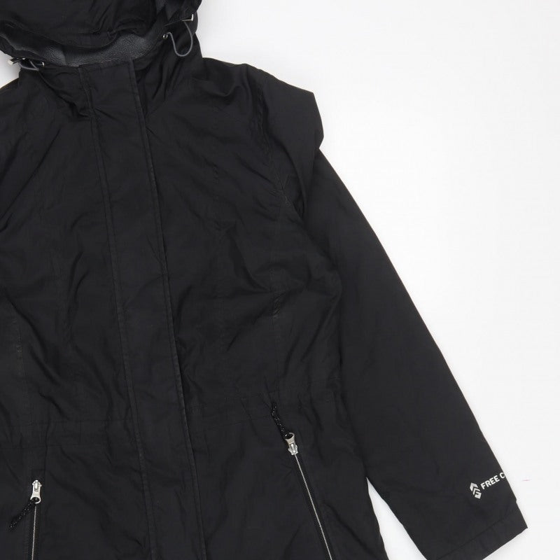 Free Country Women’s Black S Hooded Long Parka Coat Fleece Lined