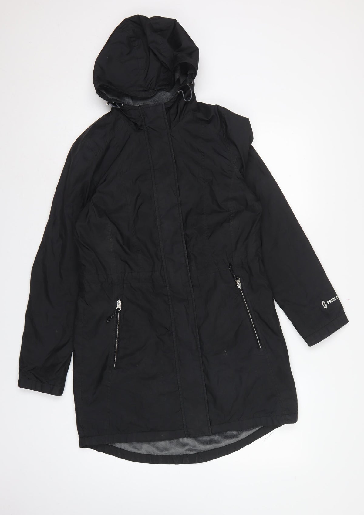 Free Country Women’s Black S Hooded Long Parka Coat Fleece Lined