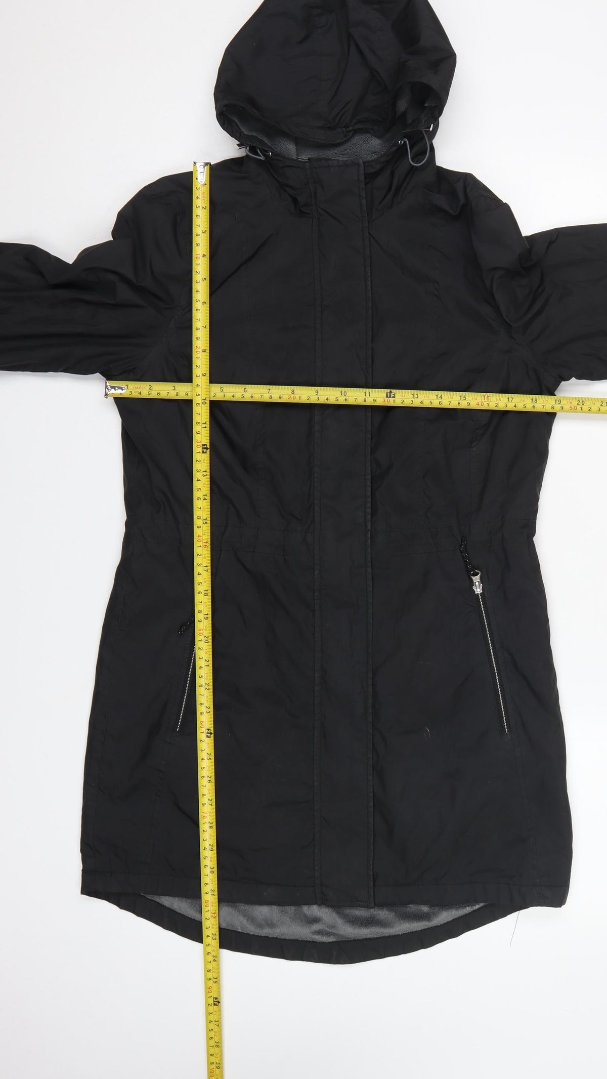 Free Country Women’s Black S Hooded Long Parka Coat Fleece Lined