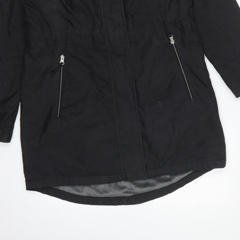 Free Country Women’s Black S Hooded Long Parka Coat Fleece Lined