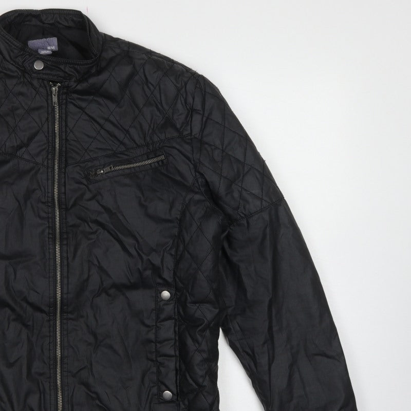 H&M Men’s Black UK 44 Quilted Biker Jacket Padded Zip