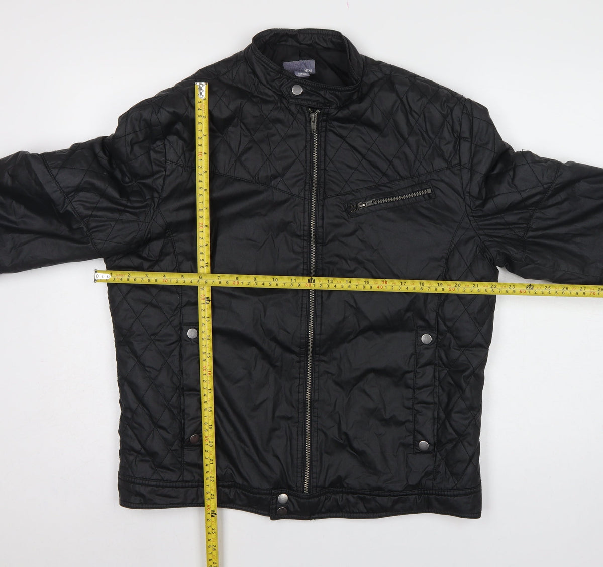 H&M Men’s Black UK 44 Quilted Biker Jacket Padded Zip