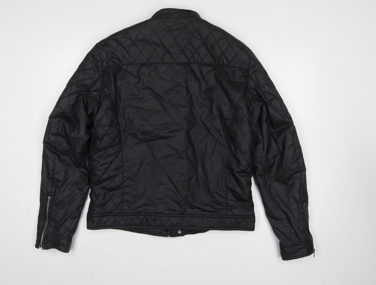 H&M Men’s Black UK 44 Quilted Biker Jacket Padded Zip