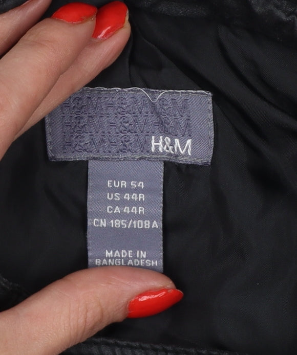 H&M Men’s Black UK 44 Quilted Biker Jacket Padded Zip