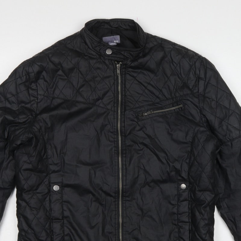 H&M Men’s Black UK 44 Quilted Biker Jacket Padded Zip
