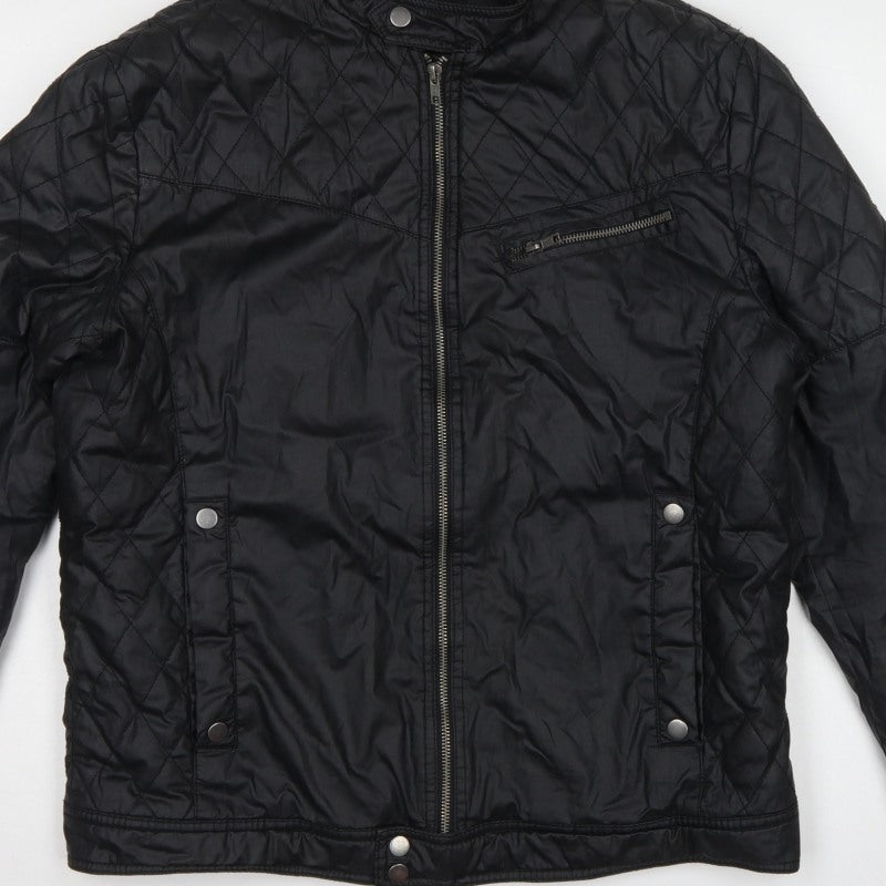 H&M Men’s Black UK 44 Quilted Biker Jacket Padded Zip