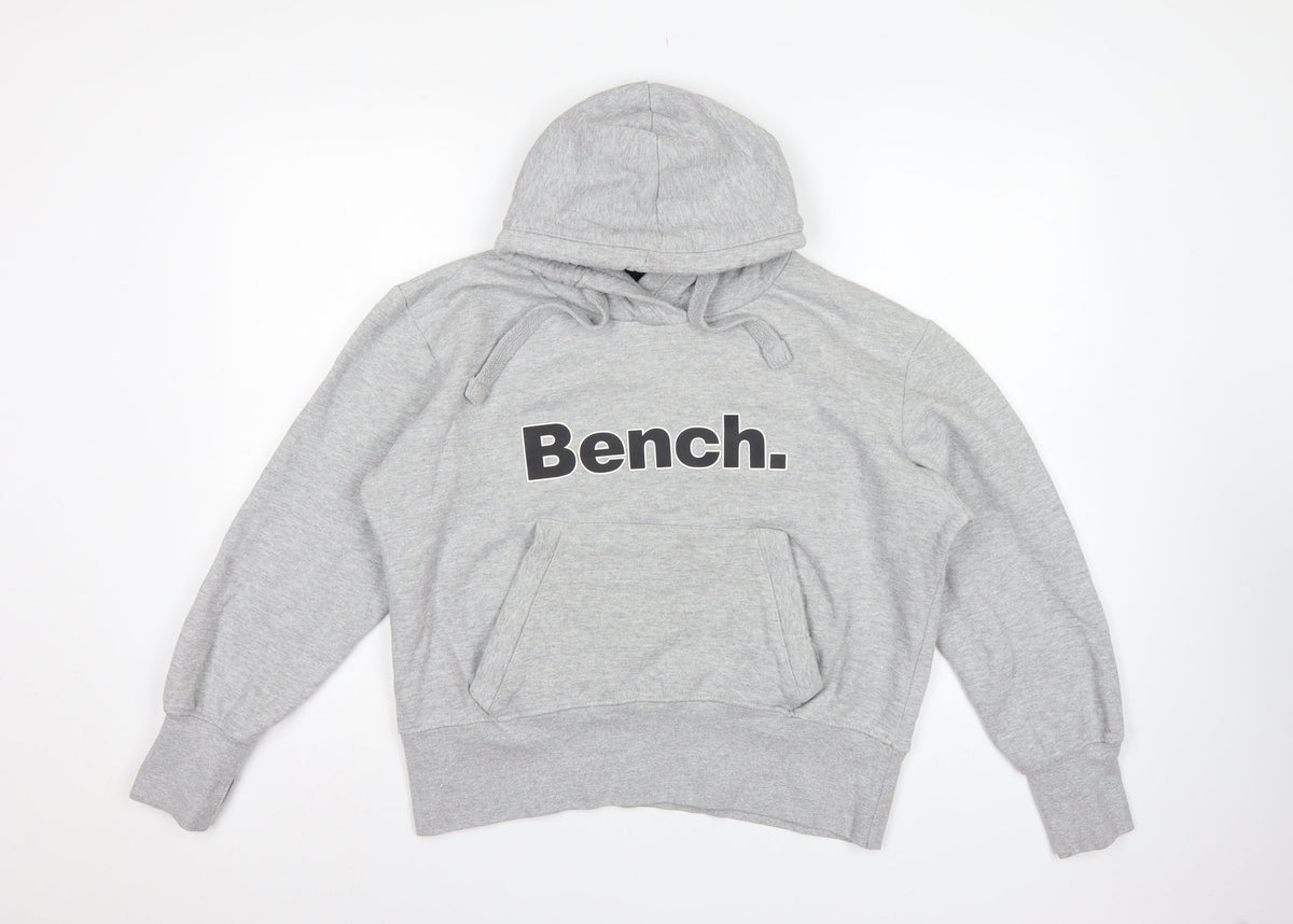 Bench Women Grey UK 16 XL Logo Pullover Hoodie Kangaroo Pocket