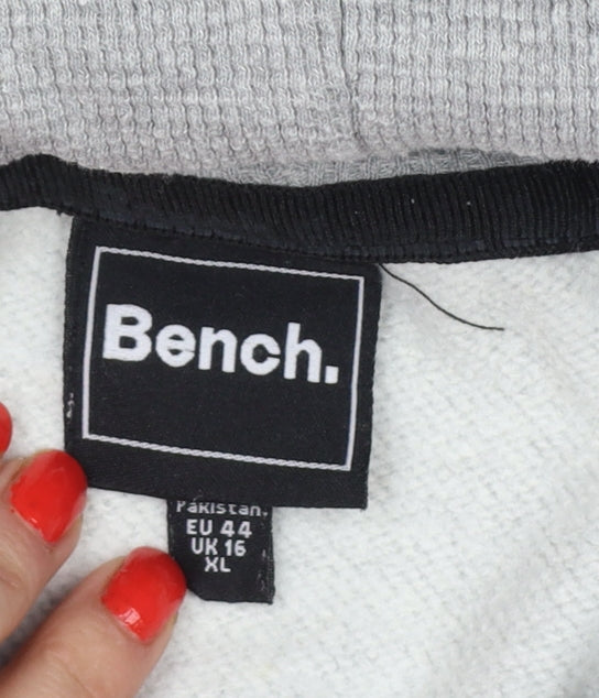 Bench Women Grey UK 16 XL Logo Pullover Hoodie Kangaroo Pocket