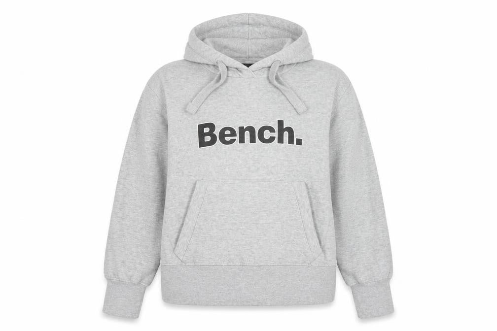 Bench Women Grey UK 16 XL Logo Pullover Hoodie Kangaroo Pocket