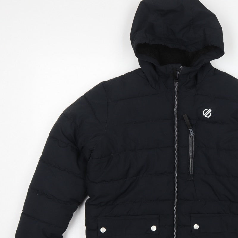Dare 2b Boys Black 13 Years Hooded Puffer Ski Jacket Quilted