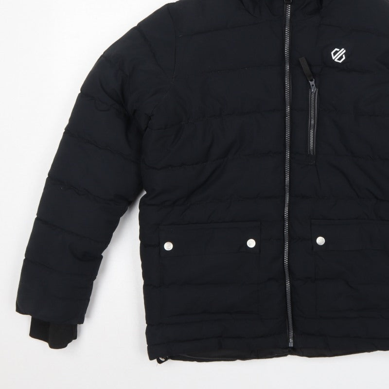 Dare 2b Boys Black 13 Years Hooded Puffer Ski Jacket Quilted