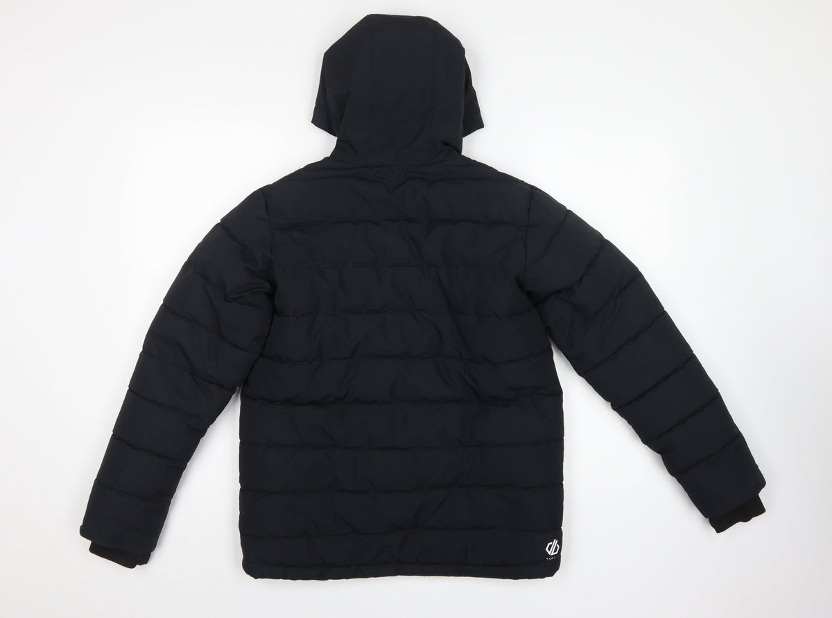 Dare 2b Boys Black 13 Years Hooded Puffer Ski Jacket Quilted