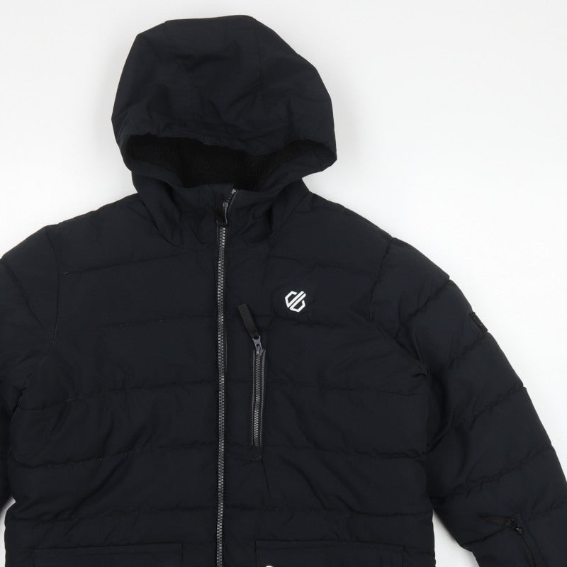 Dare 2b Boys Black 13 Years Hooded Puffer Ski Jacket Quilted