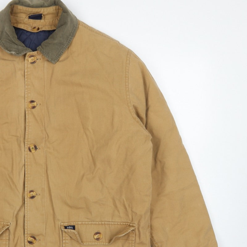 Cotton Traders Men’s Beige L Padded Canvas Button Jacket