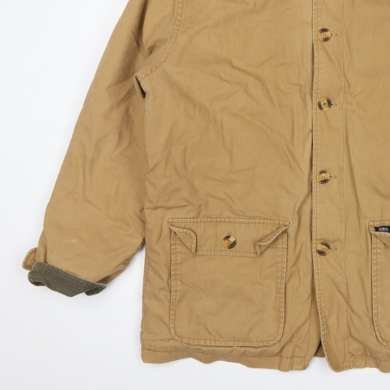 Cotton Traders Men’s Beige L Padded Canvas Button Jacket