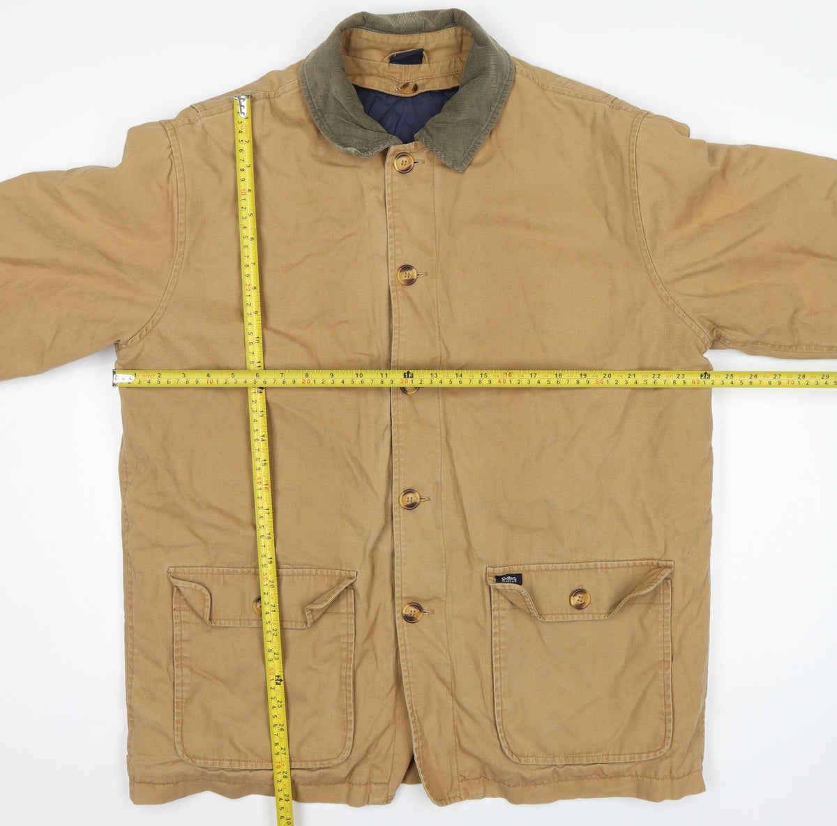Cotton Traders Men’s Beige L Padded Canvas Button Jacket
