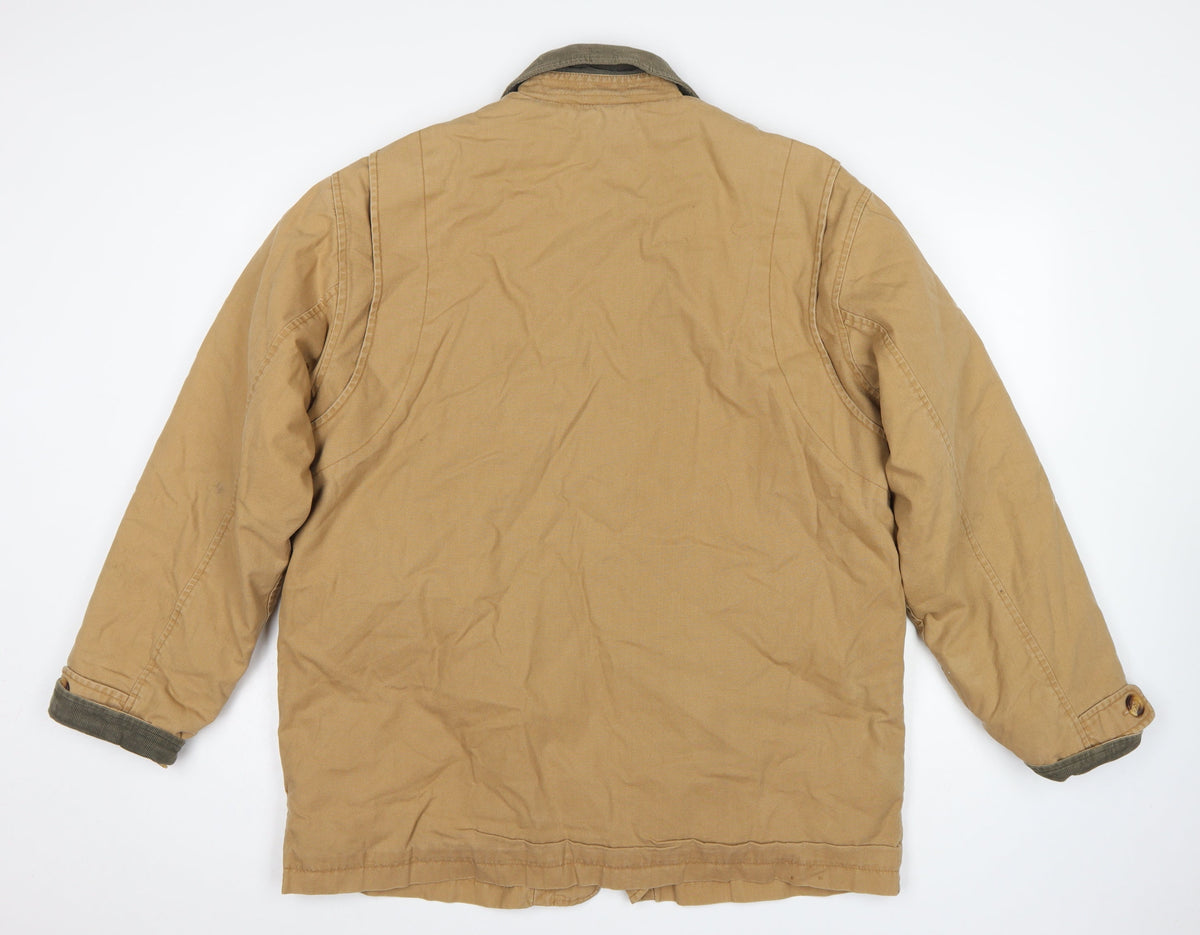 Cotton Traders Men’s Beige L Padded Canvas Button Jacket