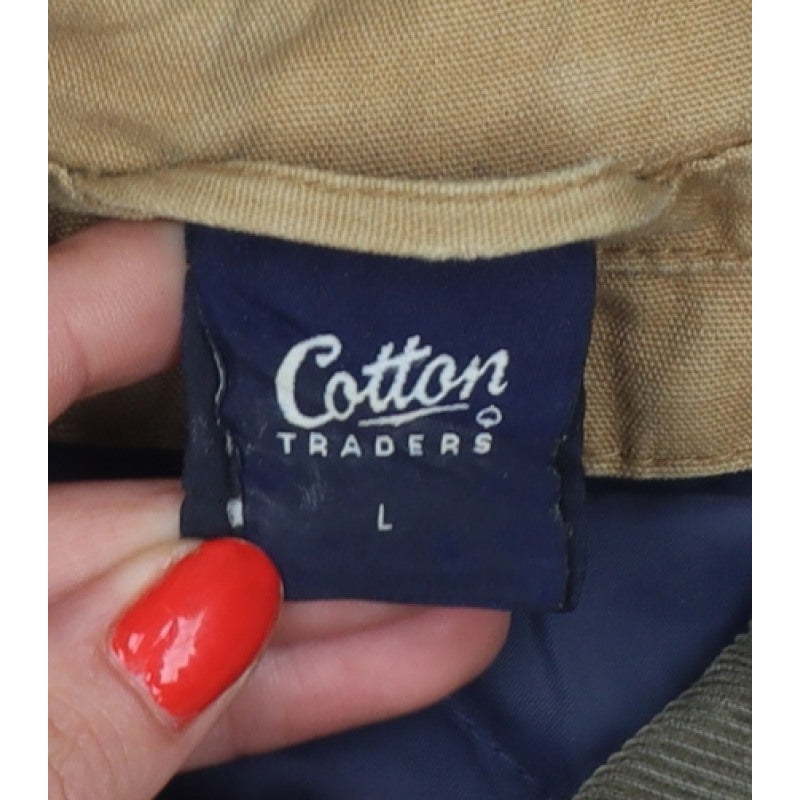 Cotton Traders Men’s Beige L Padded Canvas Button Jacket
