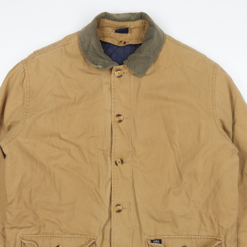 Cotton Traders Men’s Beige L Padded Canvas Button Jacket