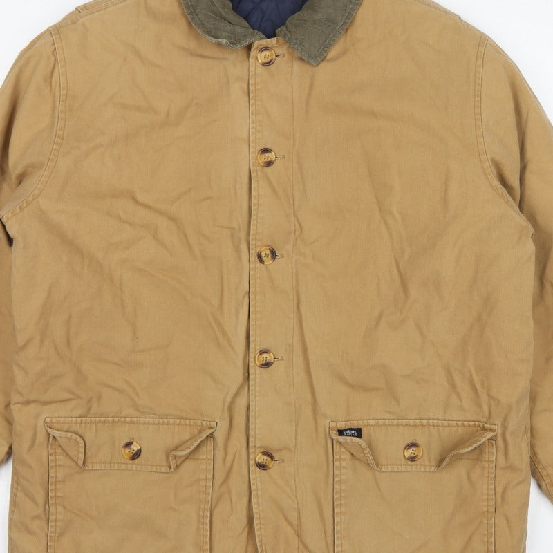 Cotton Traders Men’s Beige L Padded Canvas Button Jacket