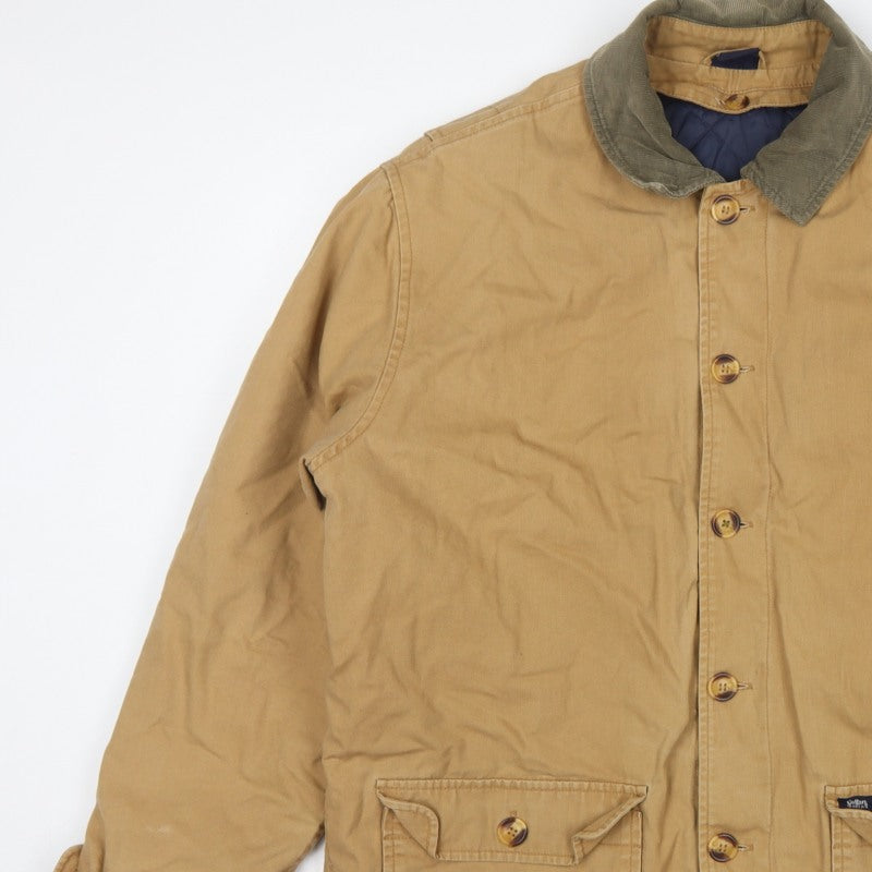 Cotton Traders Men’s Beige L Padded Canvas Button Jacket