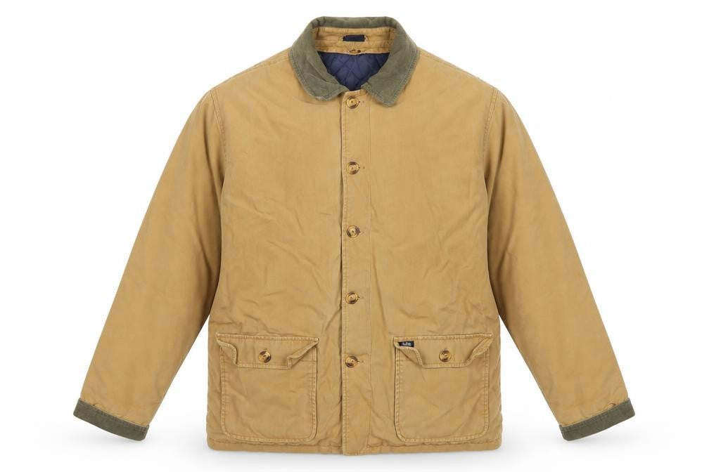Cotton Traders Men’s Beige L Padded Canvas Button Jacket