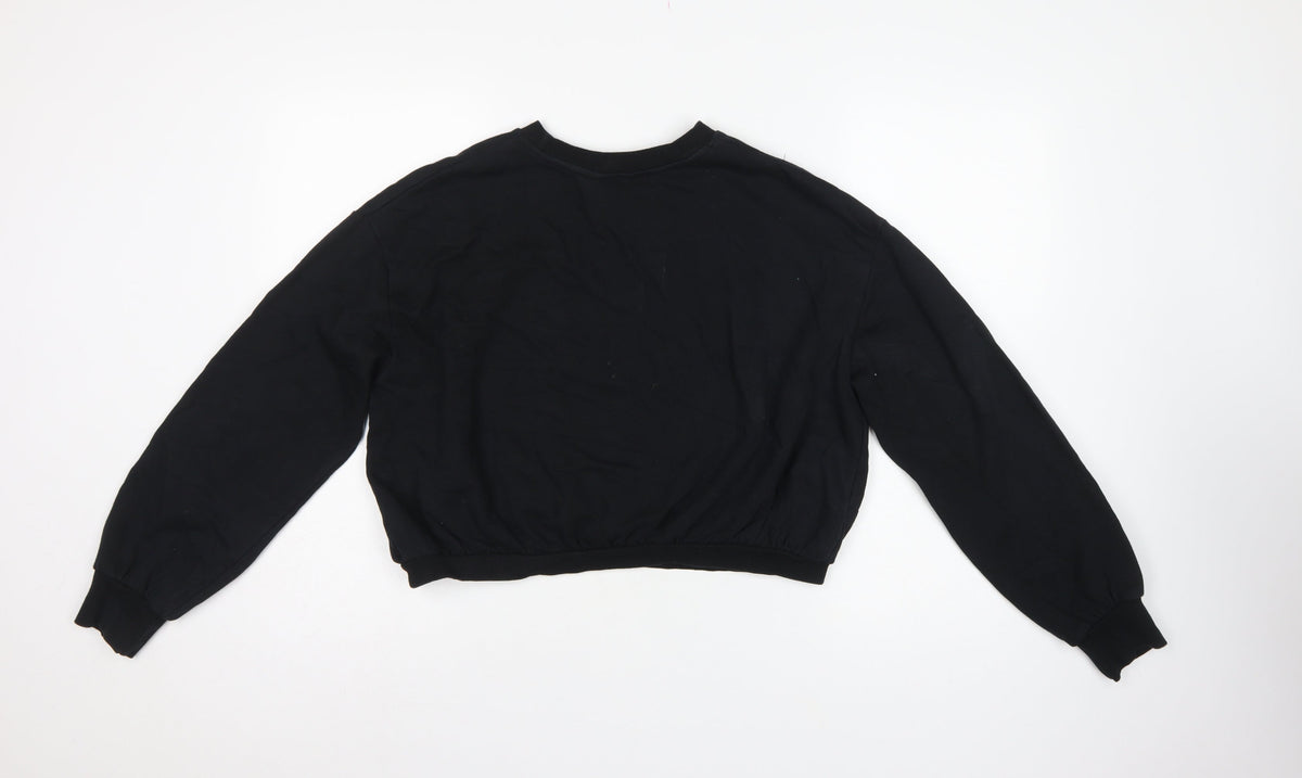 River Island Girls Black 15-16 Years Sequin Logo Pullover Sweatshirt