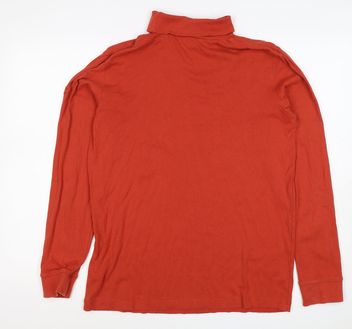 Cotton Traders Women Red L Cotton Roll Neck Long Sleeve Basic Top