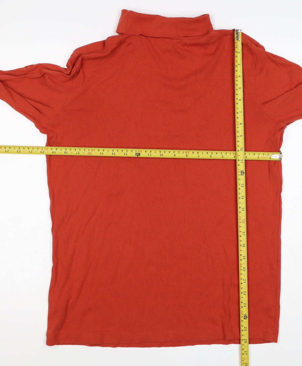 Cotton Traders Women Red L Cotton Roll Neck Long Sleeve Basic Top